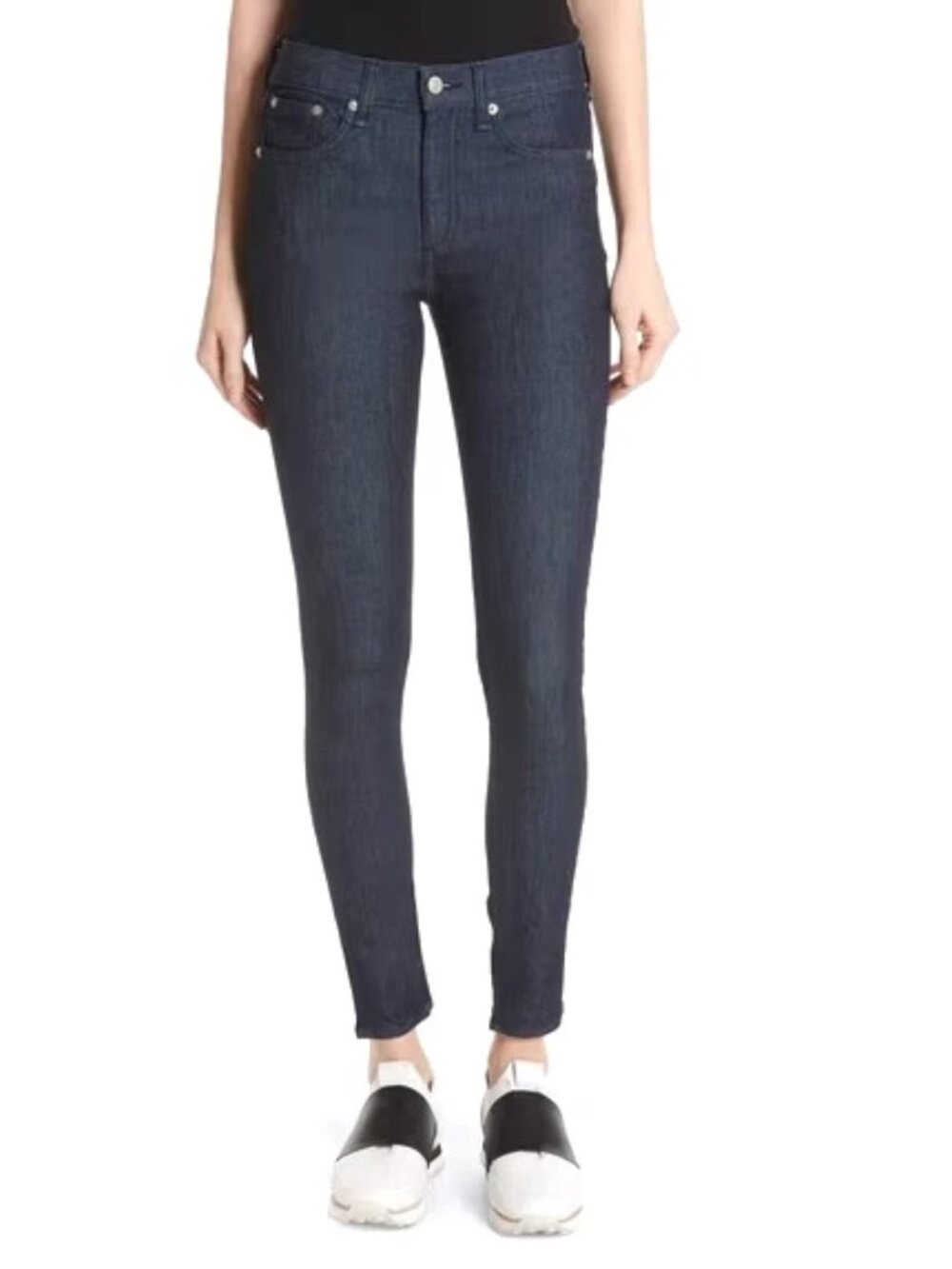 Rag & Bone Women Jeans Size 24 Indigo High Rise Skinny Dark Blue Stretch Denim